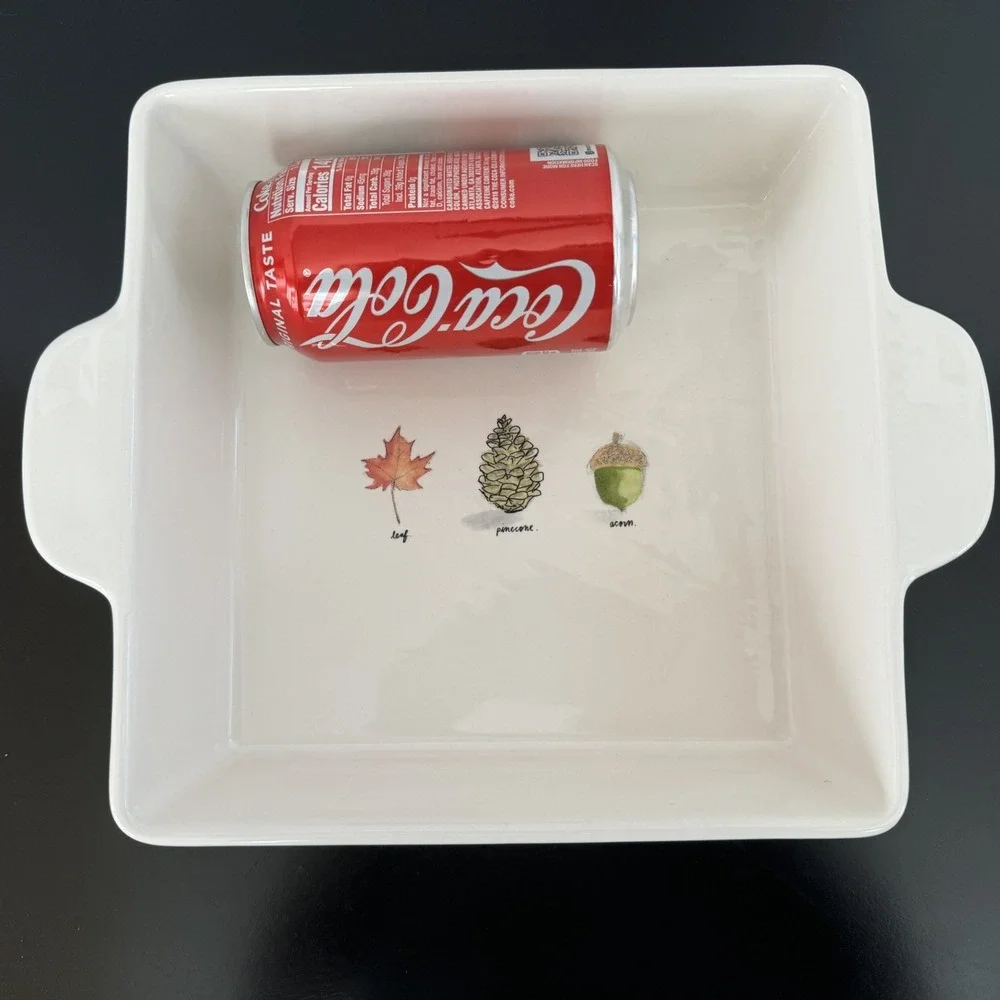 Rae Dunn Magenta Brownie Cake Baking Dish Ceramic Fall Acorn Leaf Pinecone